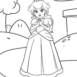 Princess peach coloring pages printable for free download