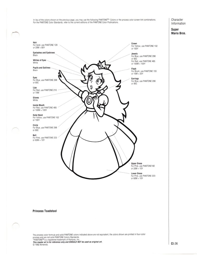 The ultimate mario fan on x here are the official pantone color palette guidelines for luigi princess toadstool toad and bowser there is a note to not flop luigis art or the