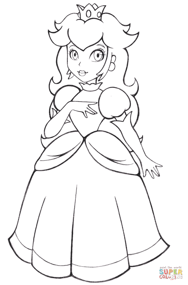 Beautiful princess peach coloring page free printable coloring pages