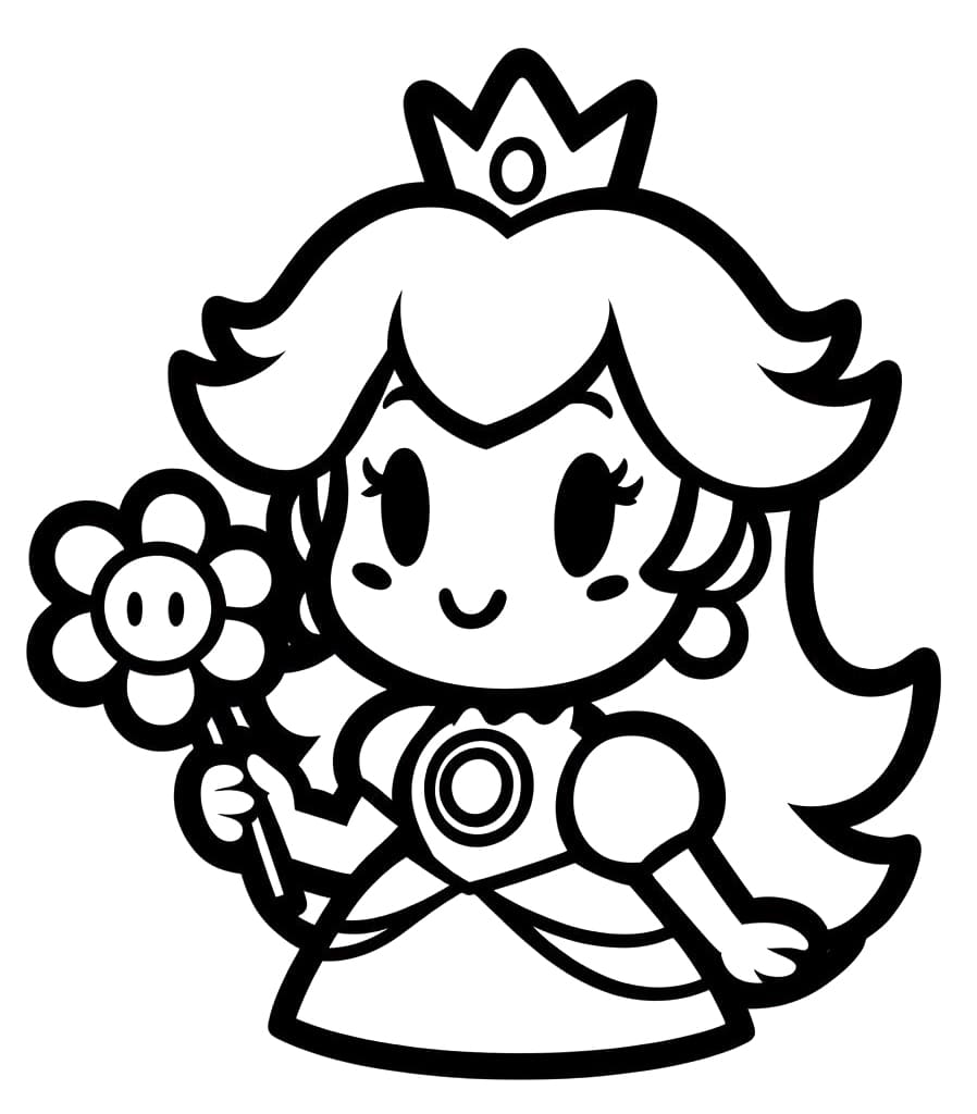 Cute chibi princess peach coloring page
