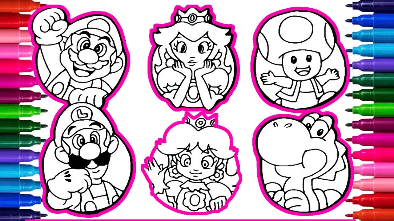 Color the mushroom kingdom with mario and princess peach coloring pages