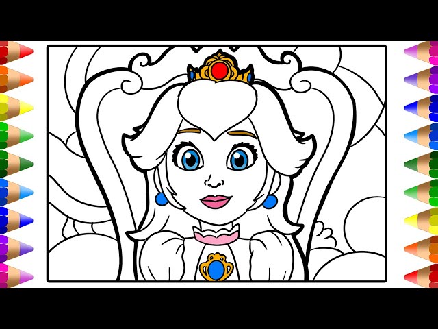 Lets learn how to draw princess peach coloring pages the super ario bros ovie