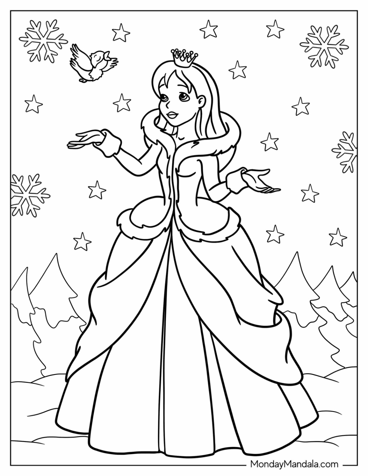 Princess coloring pages free pdf printables