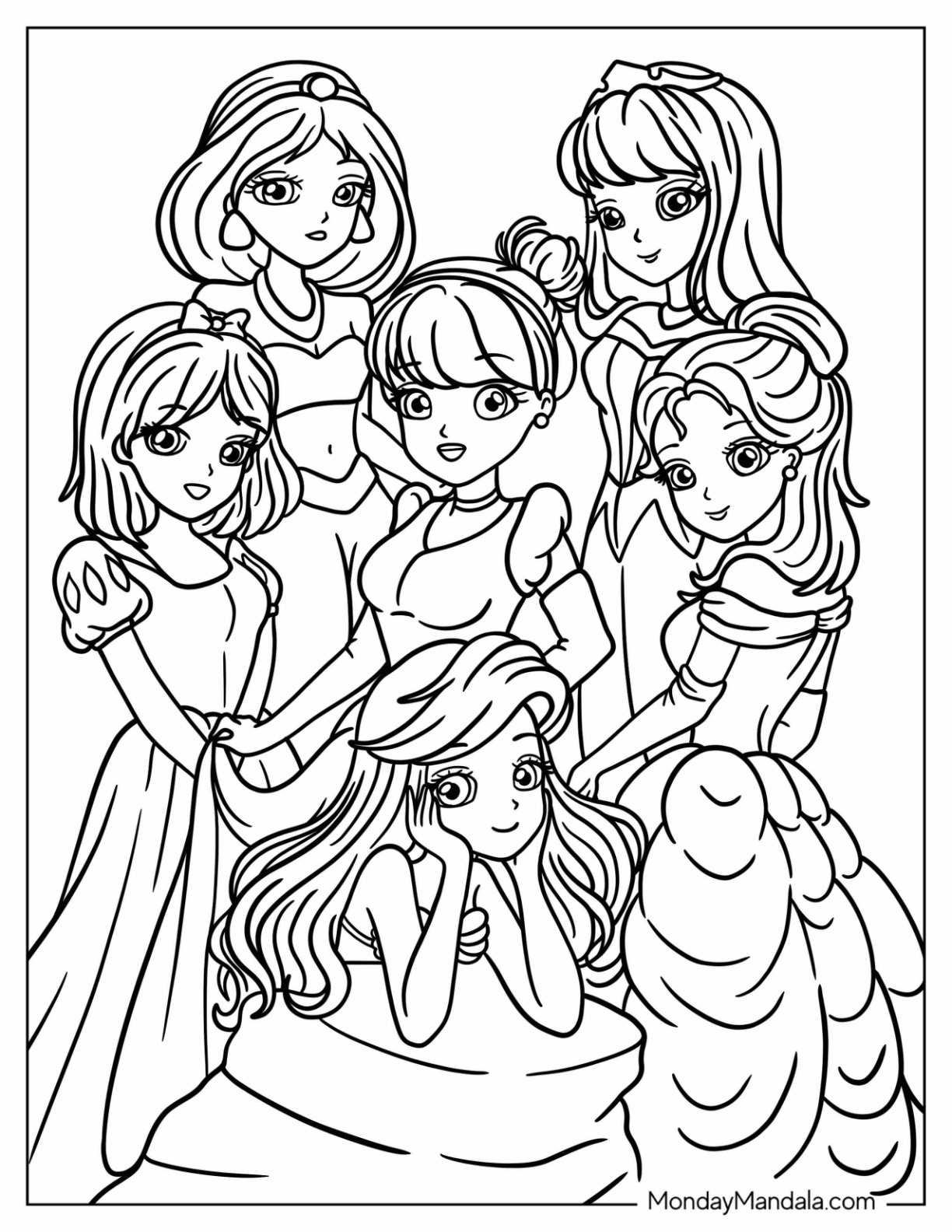 Princess coloring pages free pdf printables