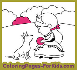 Free drawings for kids princess and puppy