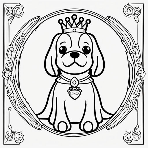 Coloring page white and black cute princess