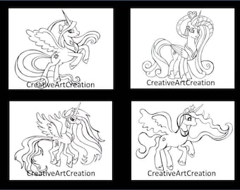 Pack my little pony coloring pages book cadence princess celestia rainbow dash twilight sparkle printable digital artwork instant download