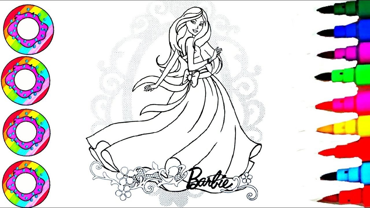 How to color l barbie charm rainbow girl princess coloring pages l disney brilliant