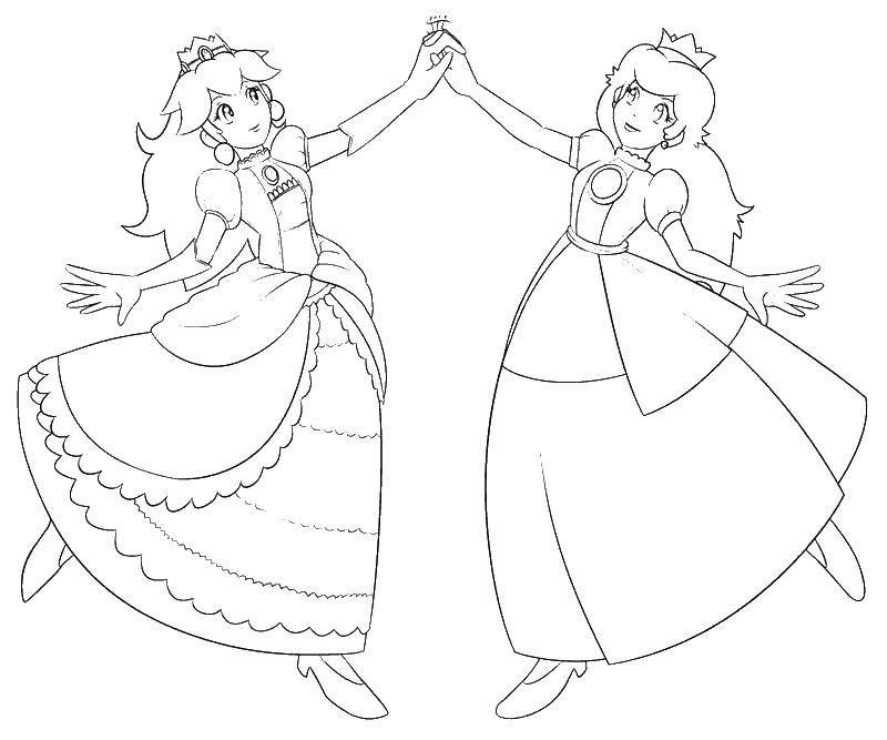 Online coloring pages coloring page two sisters of the princess princess download print coloring page