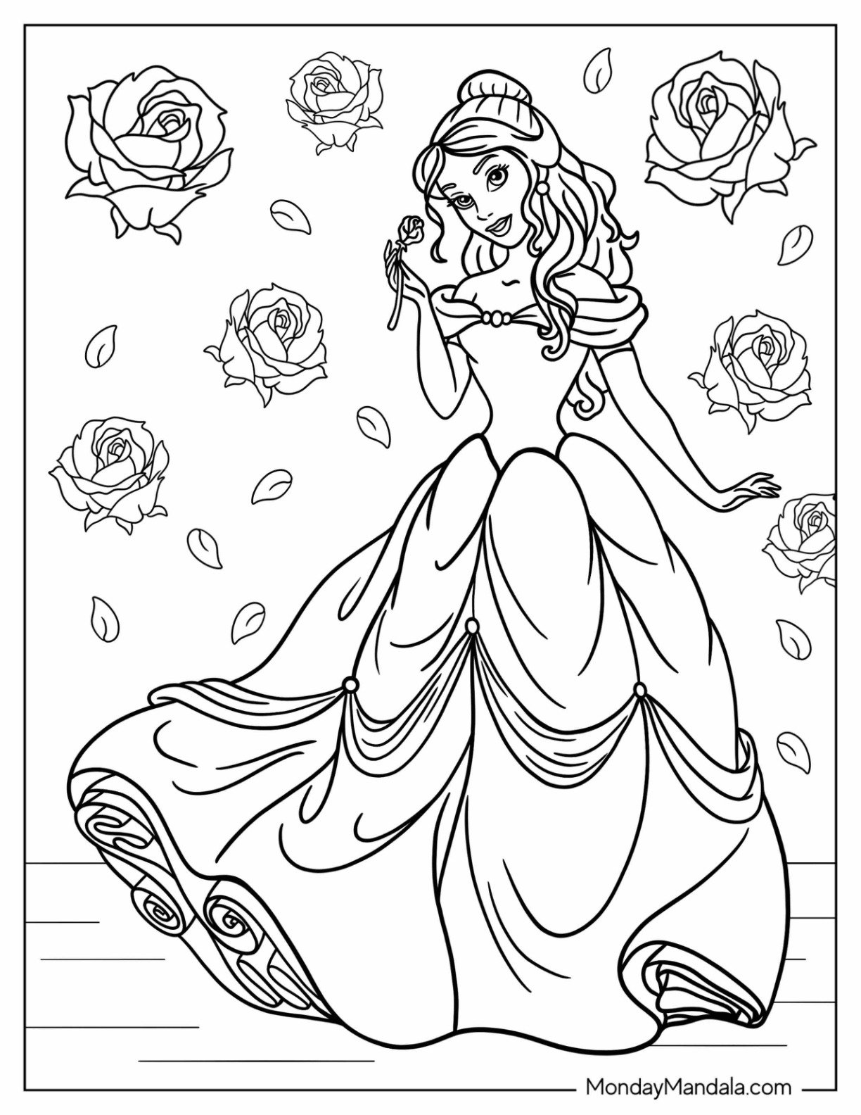 Disney princess coloring pages free pdf printables