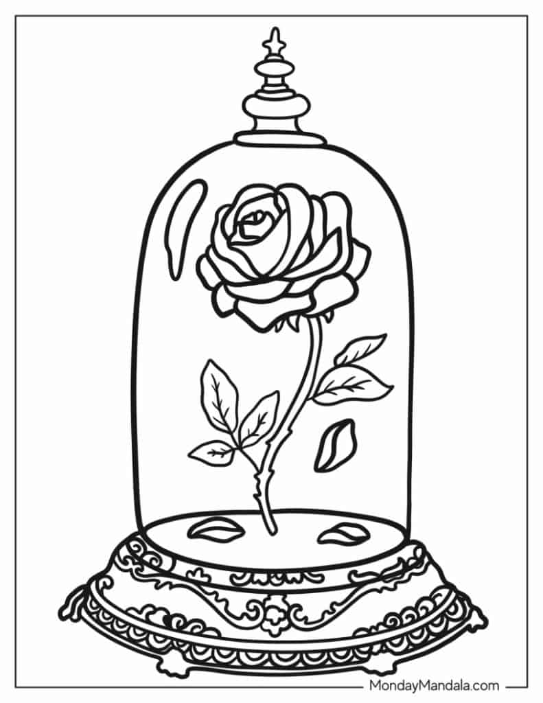 Beauty and the beast coloring pages free pdf printables