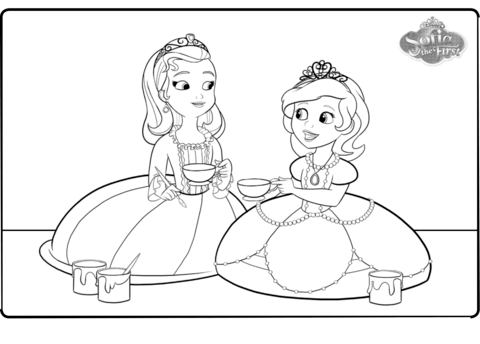 Princess sofia and princess amber coloring page free printable coloring pages