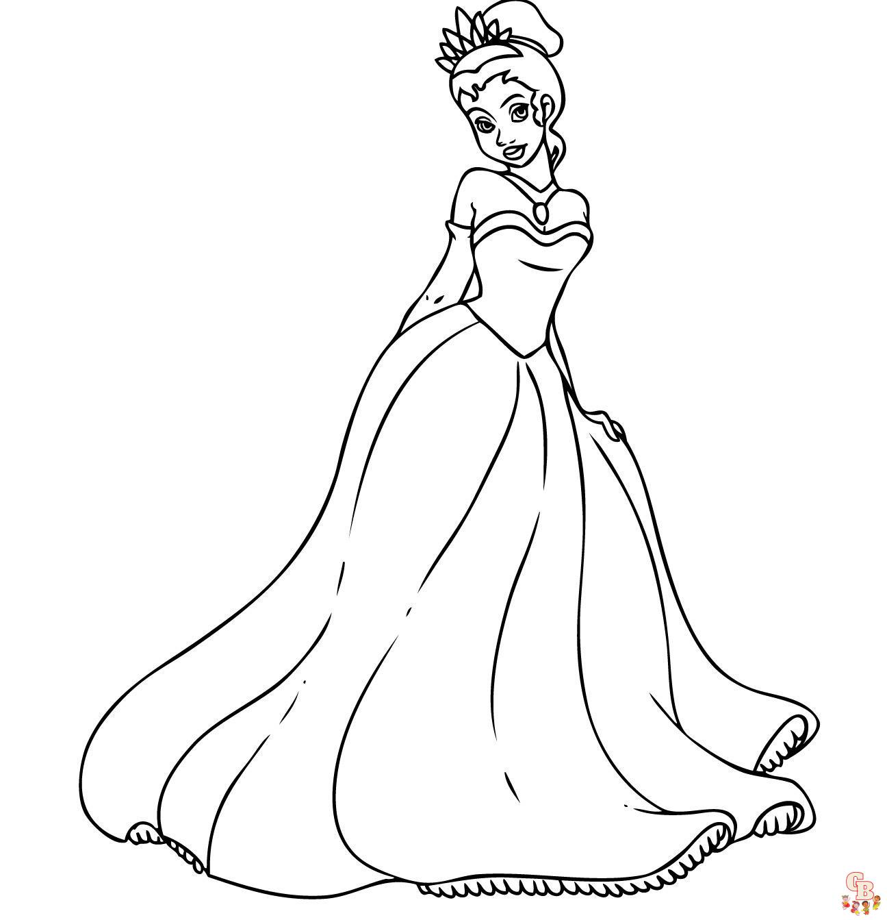 Free printable princess tiana coloring pages for kids