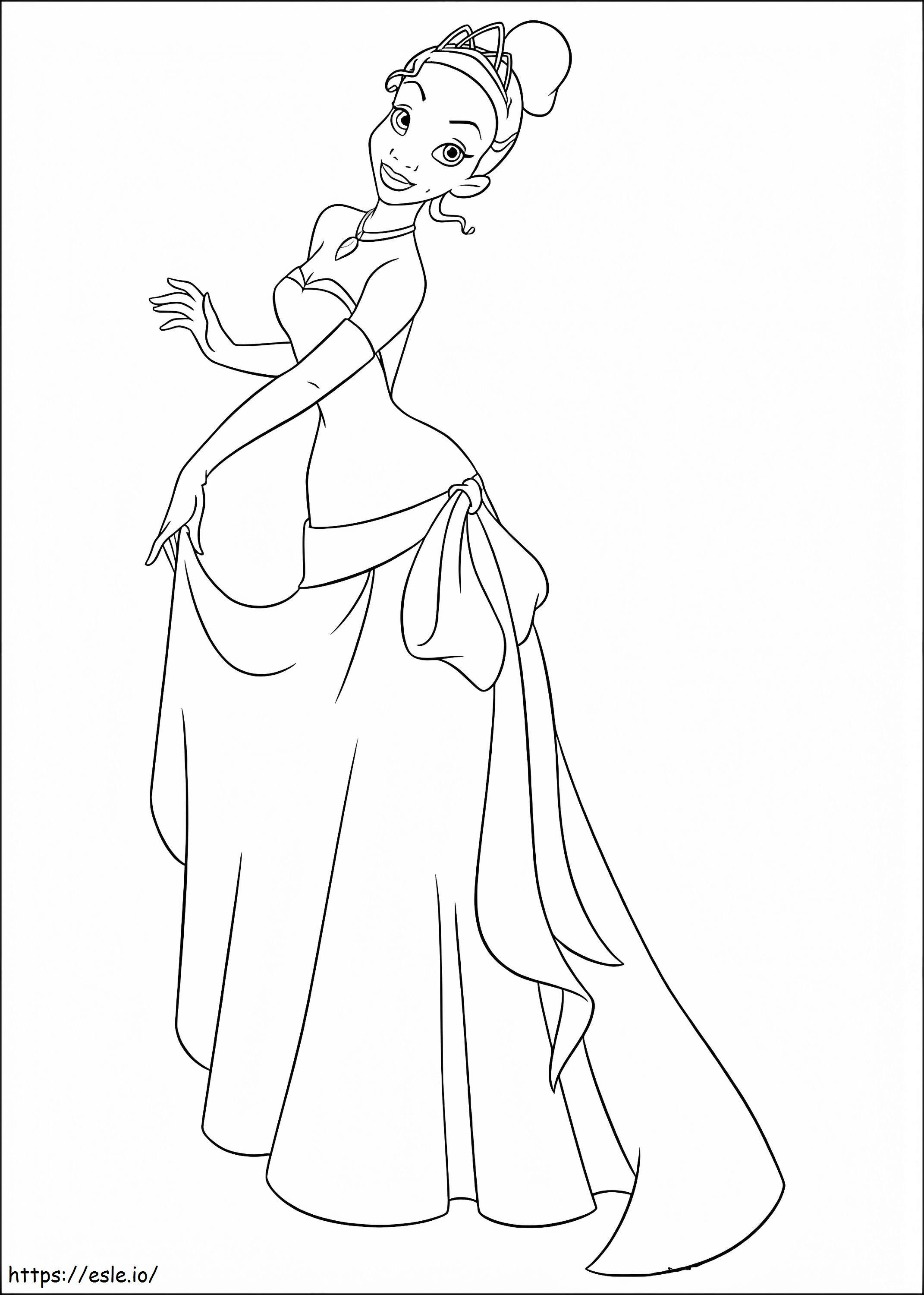 Happy princess tiana coloring page