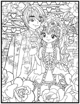 Anime valentines day coloring pages mindfulness coloring sheets by qetsy