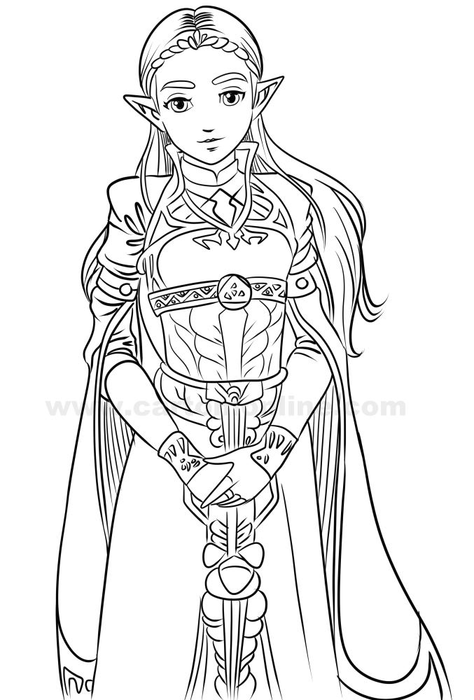 Princess zelda from the legend of zelda coloring page