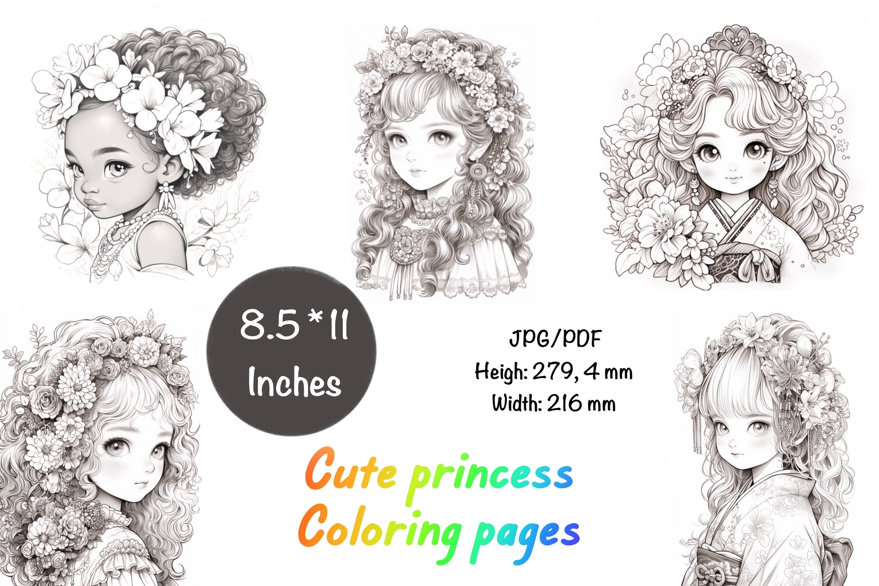 Cute princess coloring pages