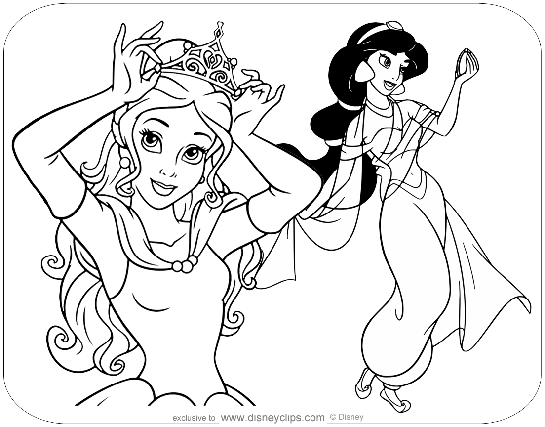 Disney princess coloring pages pdf printables