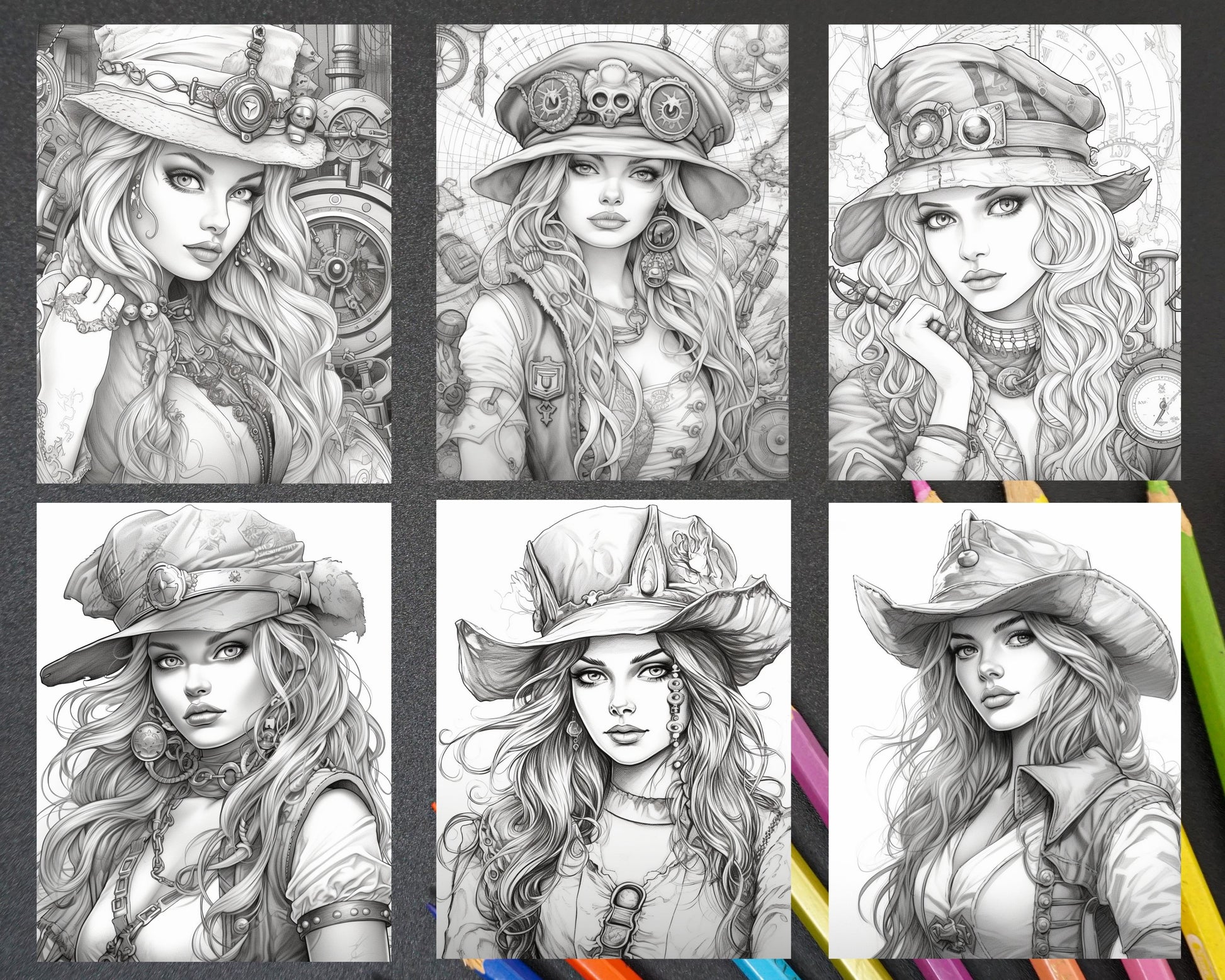 Beautiful pirate princess coloring book printable for adults grays â coloring