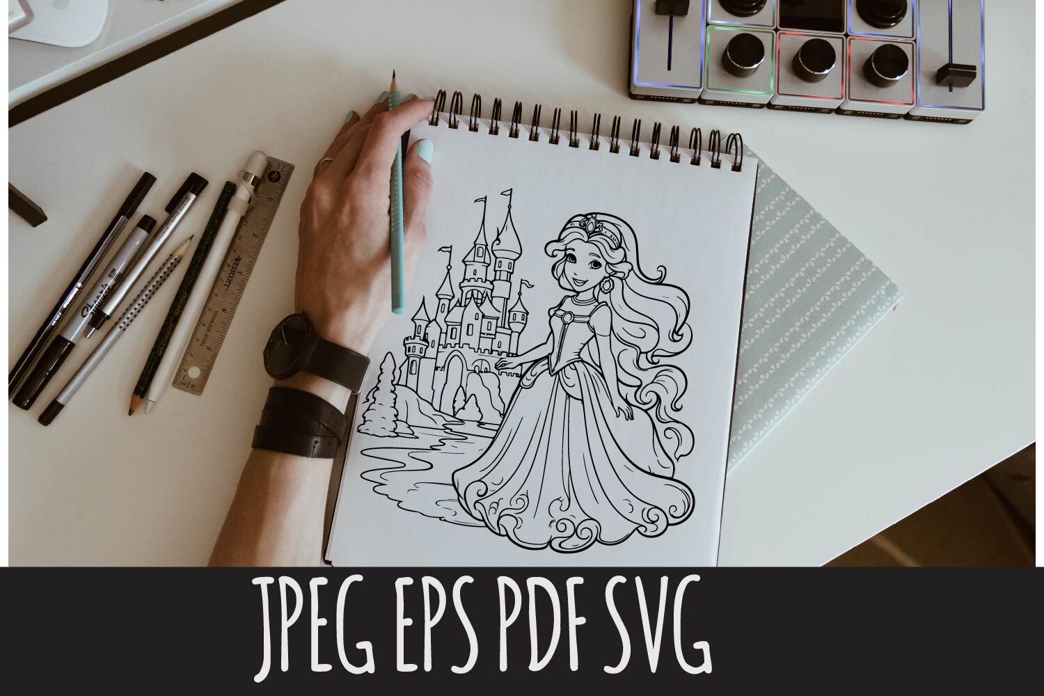 Princess colouring pages designs by veronika m