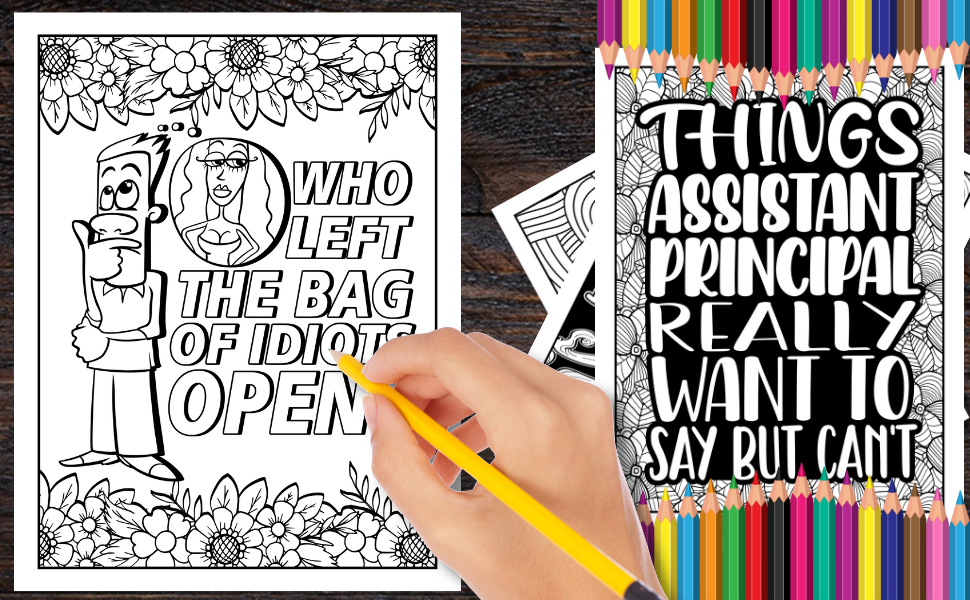 Assistant principal gifts coloring book for adults motivational swear word adult coloring book pages with stress