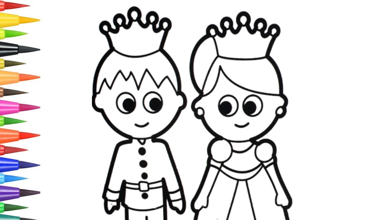 Dibuja y colorea una princesa y un prãncipe ð dibujos fãciles para niãos