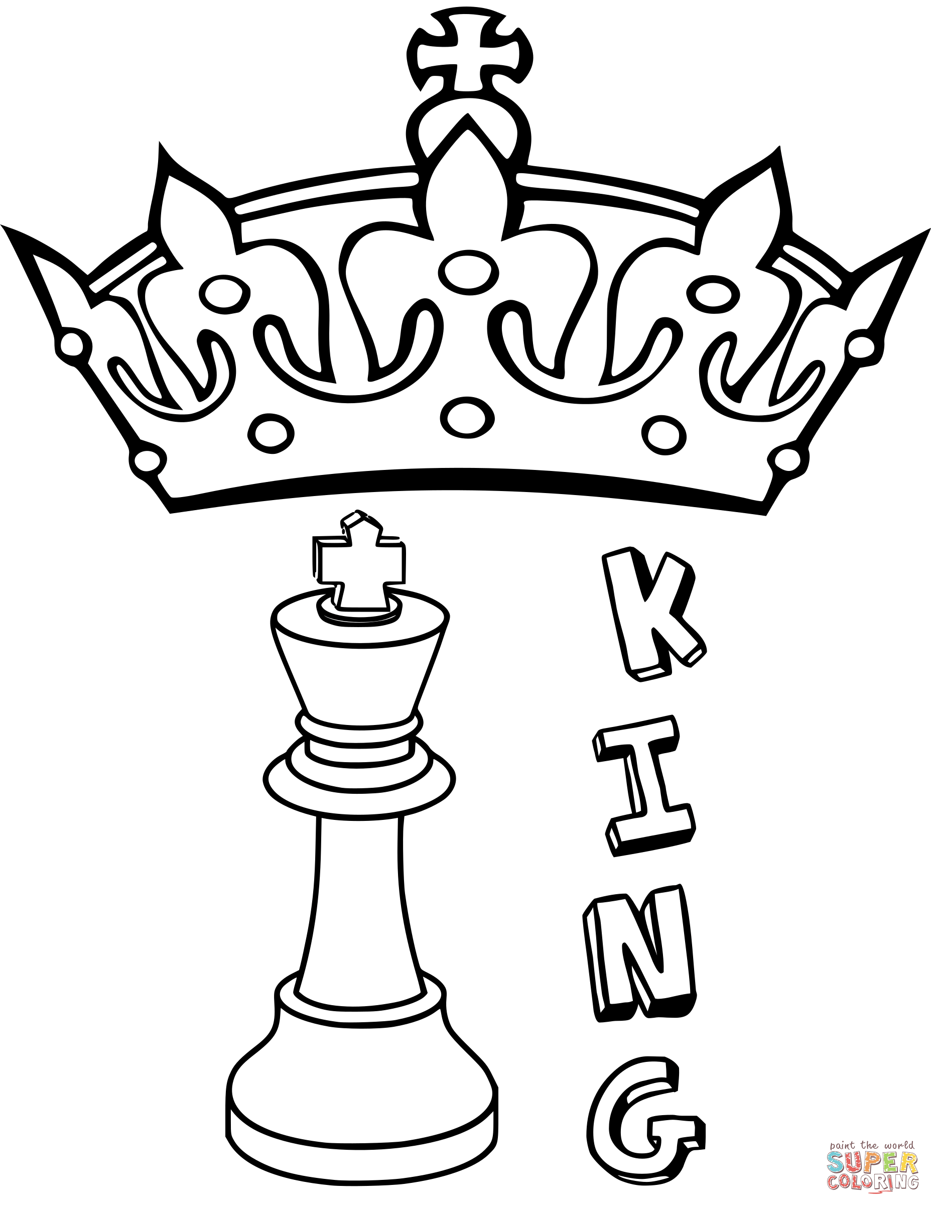 King chess piece coloring page free printable coloring pages