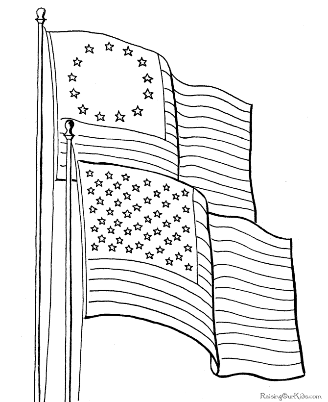 American flags today coloring page