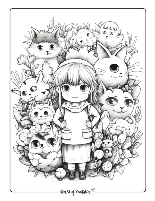 Anime coloring pages for kids adults