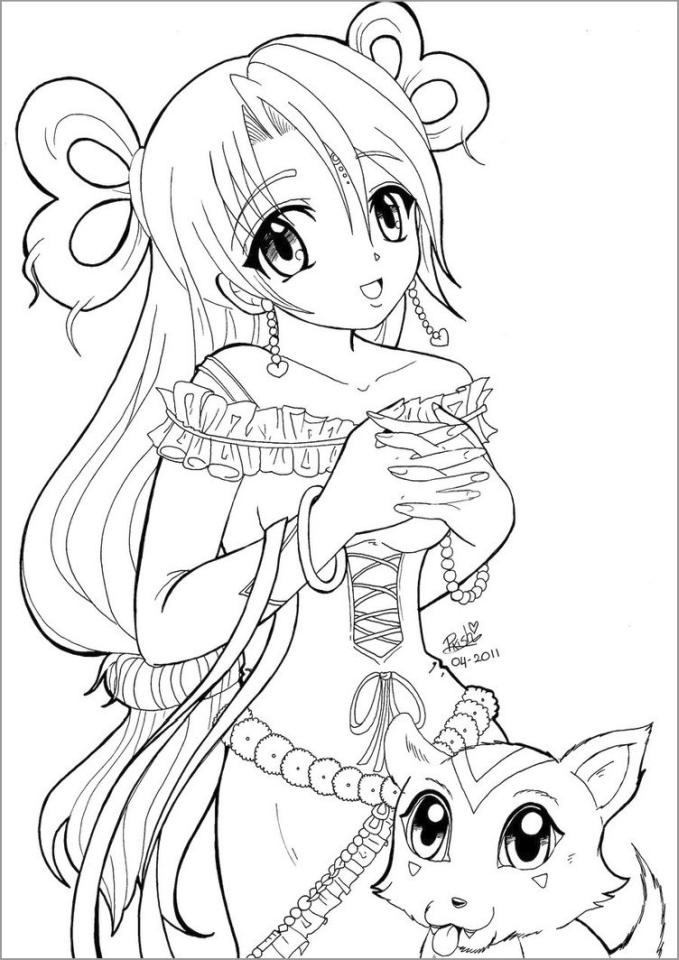 Free printable anime girl coloring pages
