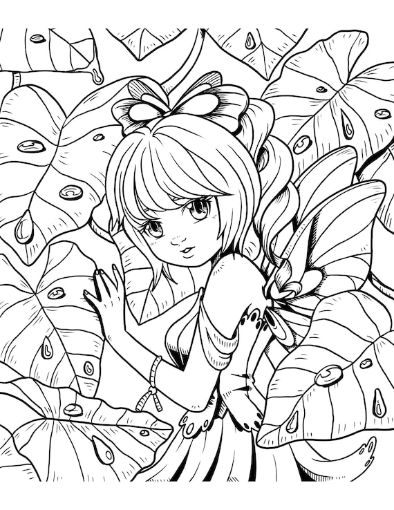 Printable anime wall art anime manga print digital download cute anime girls anime coloring page anime lover gift