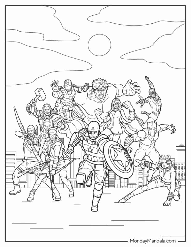 Marvel avengers coloring pages free pdf printables