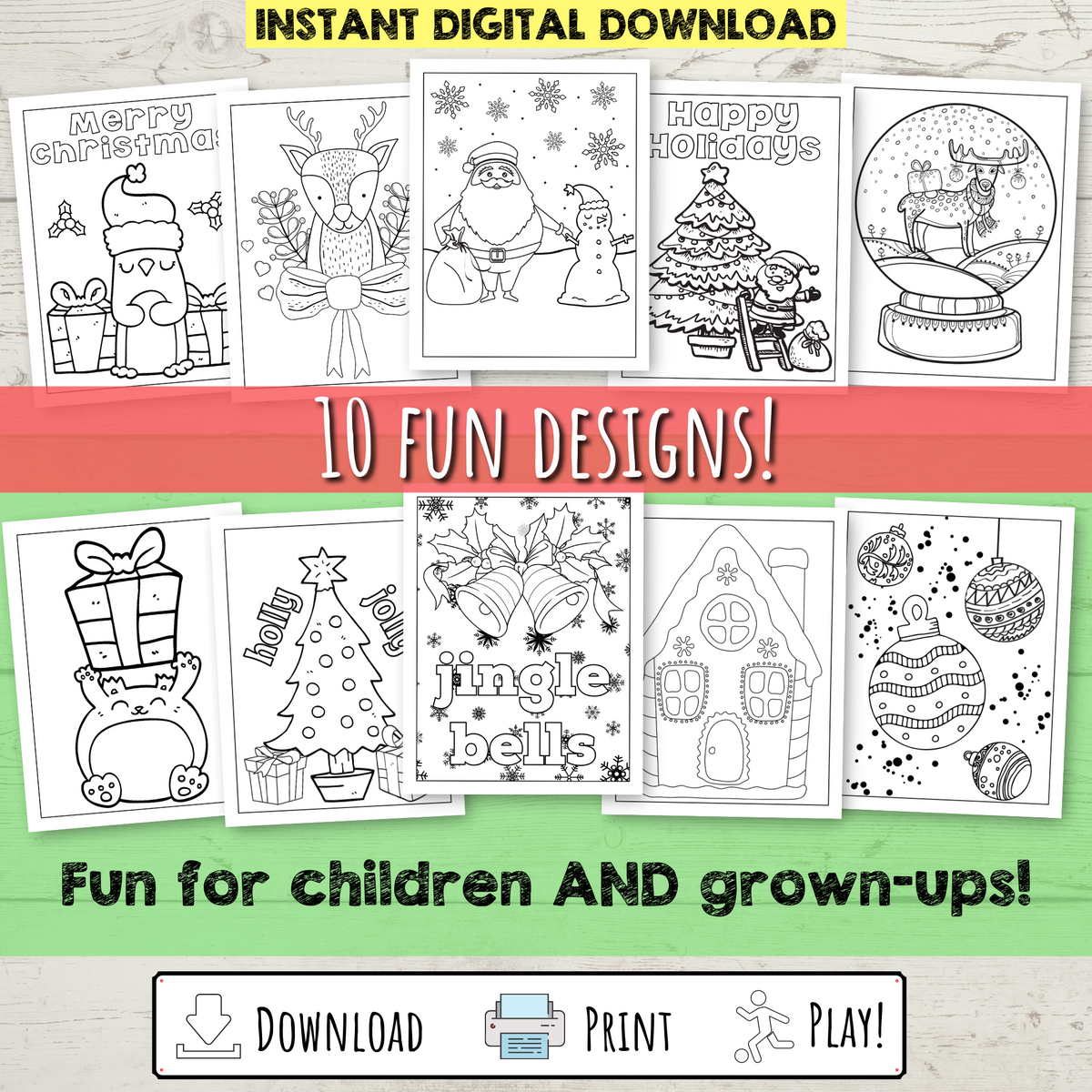 Printable christmas coloring pages â bright color mom