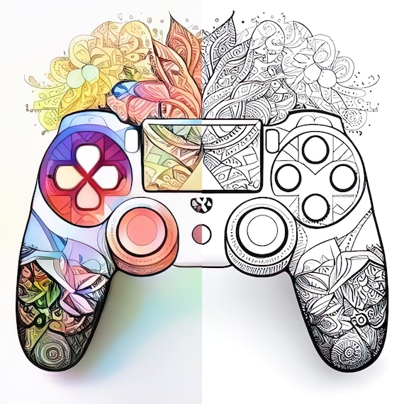 Pack stress relief coloring pages gaming controller digital print detailed mandala dragon instant download set coloring books adults