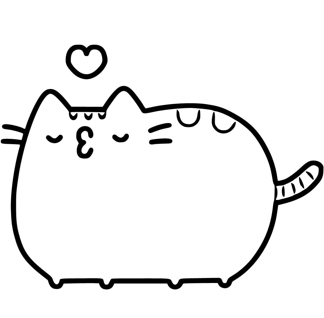 Pusheen kiss coloring page