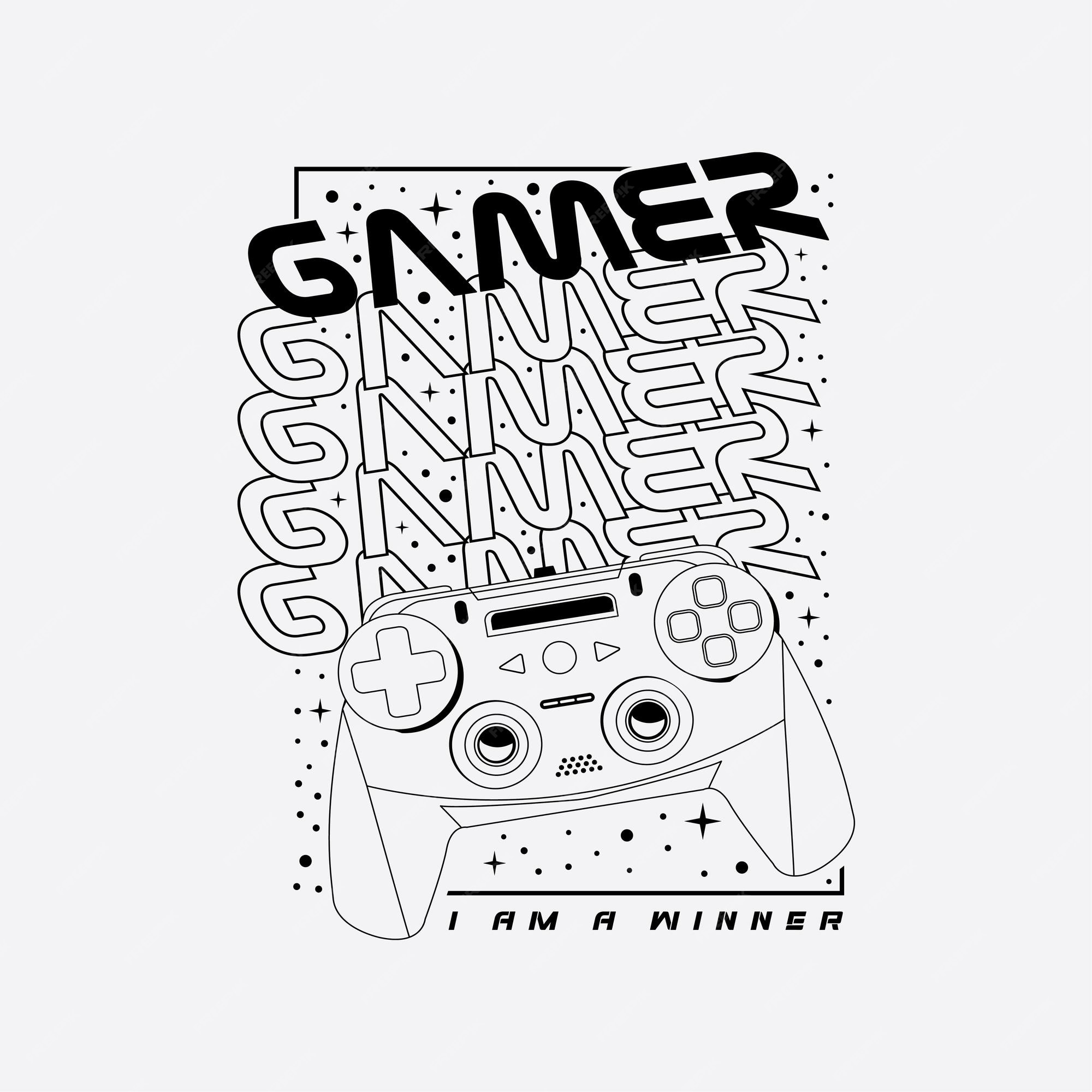 Premium vector outline gamer i am a winner print