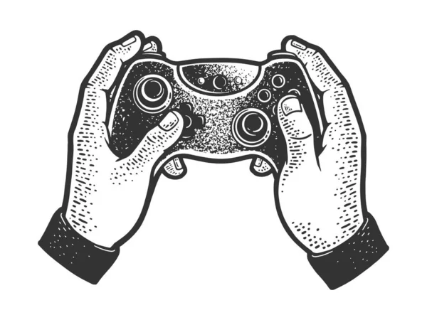 Gamepad controller sketch engraving vector illustration t