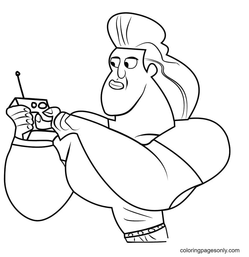 Dabio with controller coloring page