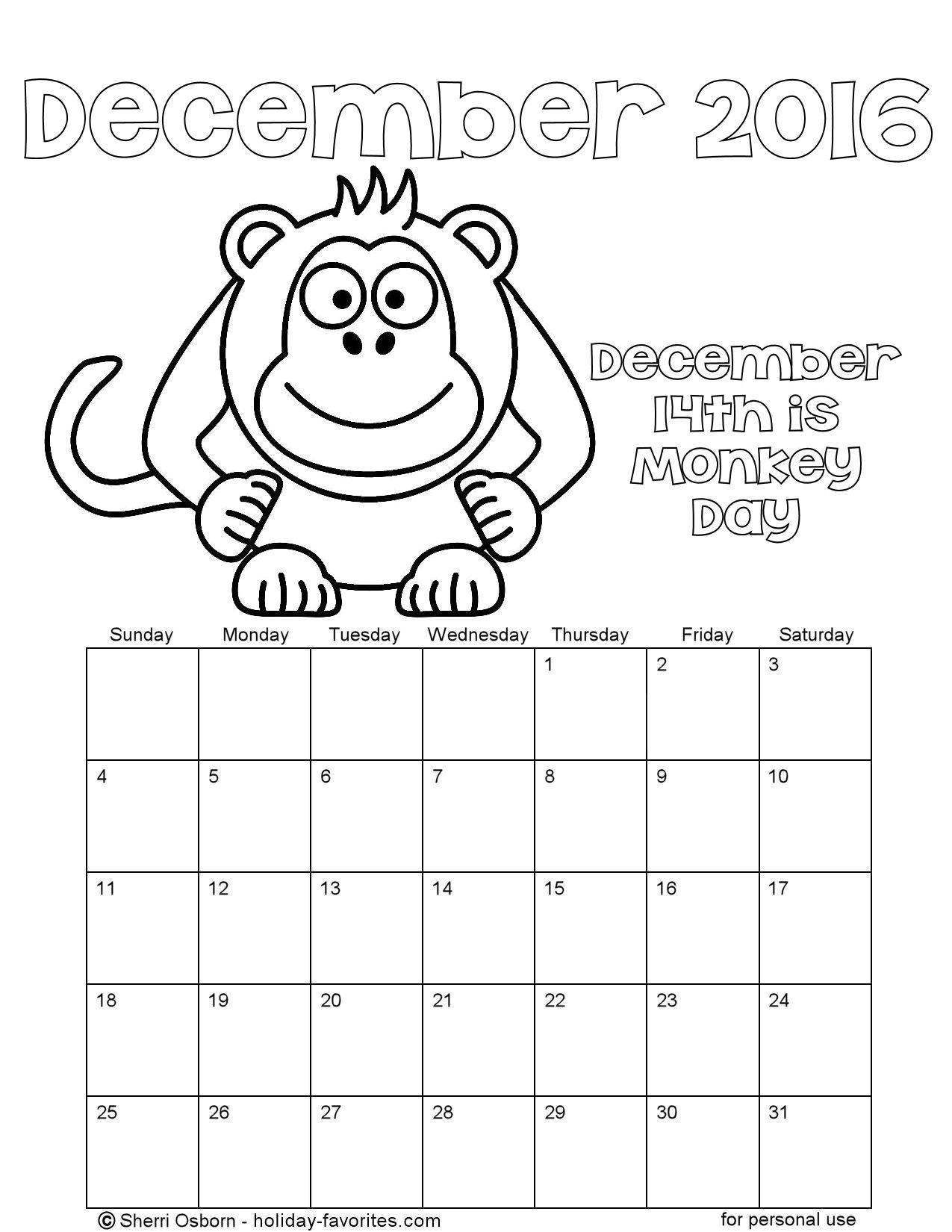 Printable december calendar pages holiday favorites