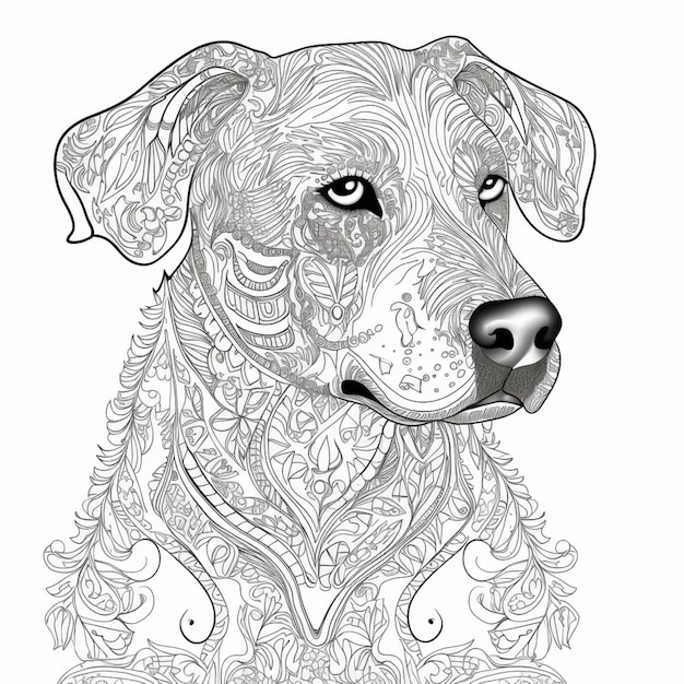 Premium ai image coloring pages for adults to print dog coloring pages for adults generative ai