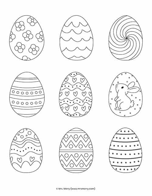 Easter eggs coloring pages free printable mrs merry