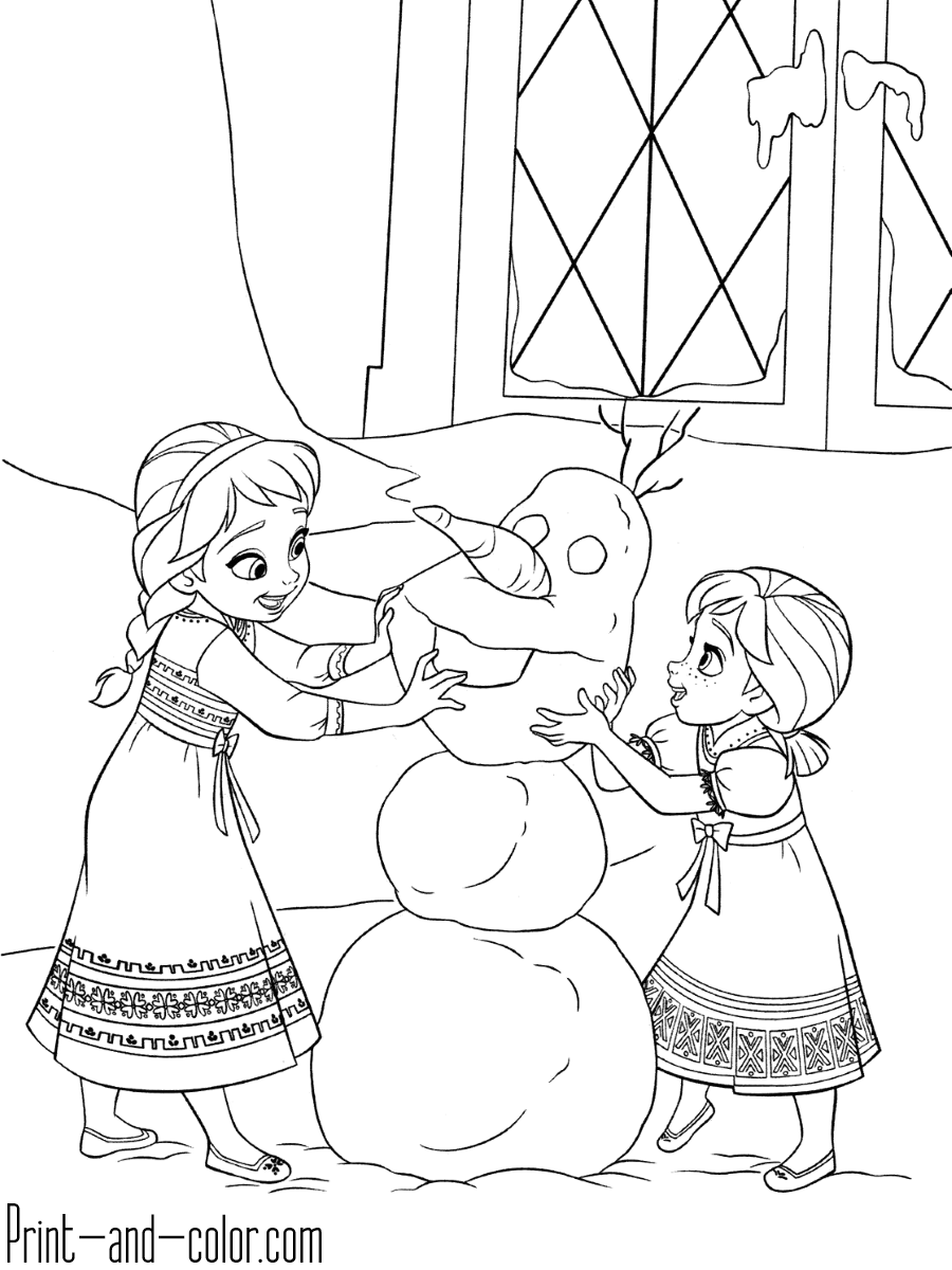 Frozen coloring pages print and color