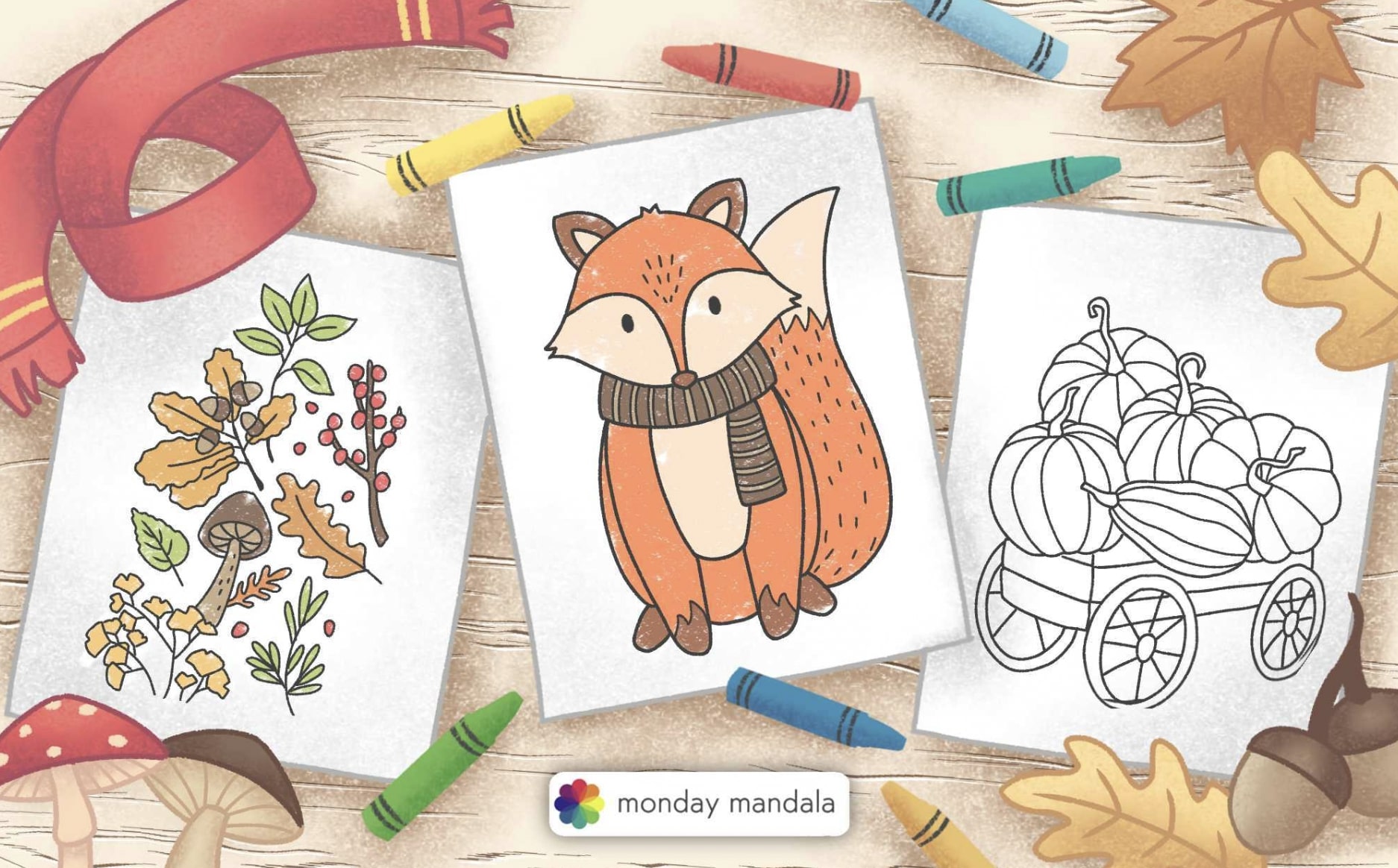 Autumn fall coloring pages free pdf printables