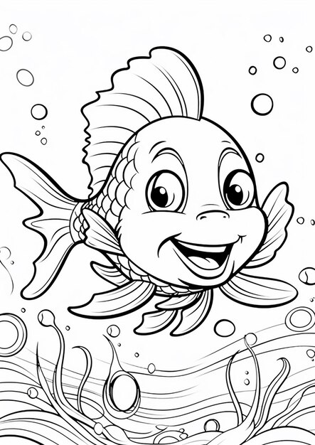 Premium ai image coloring pages for kids to print fish coloring pages generative ai