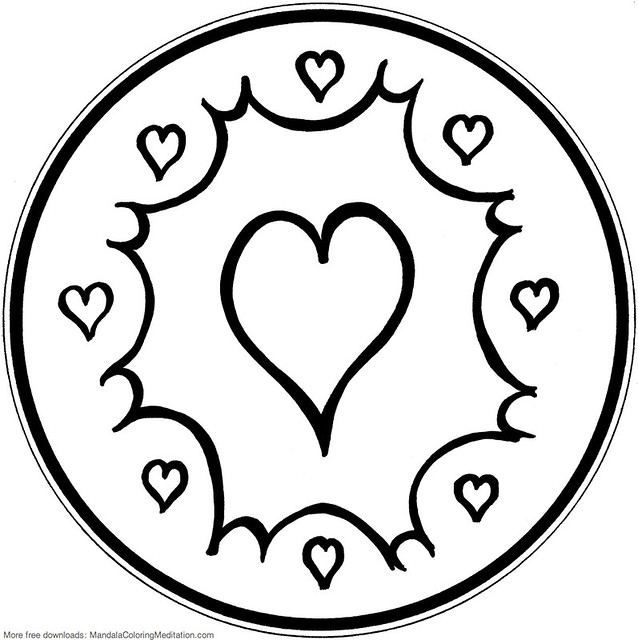Printable children coloring page energy heart mandala