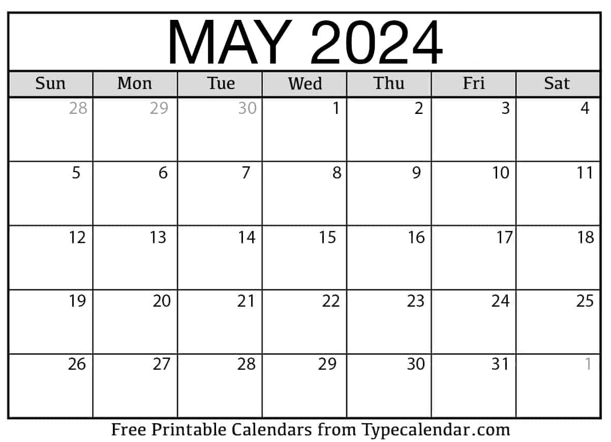 Free printable may calendars