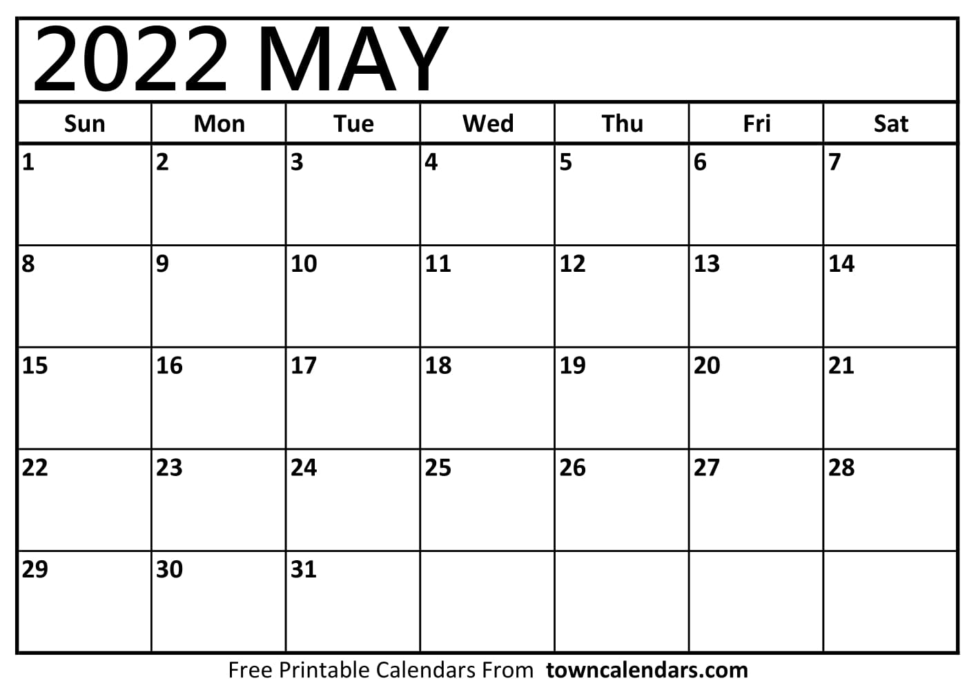 Printable may calendar