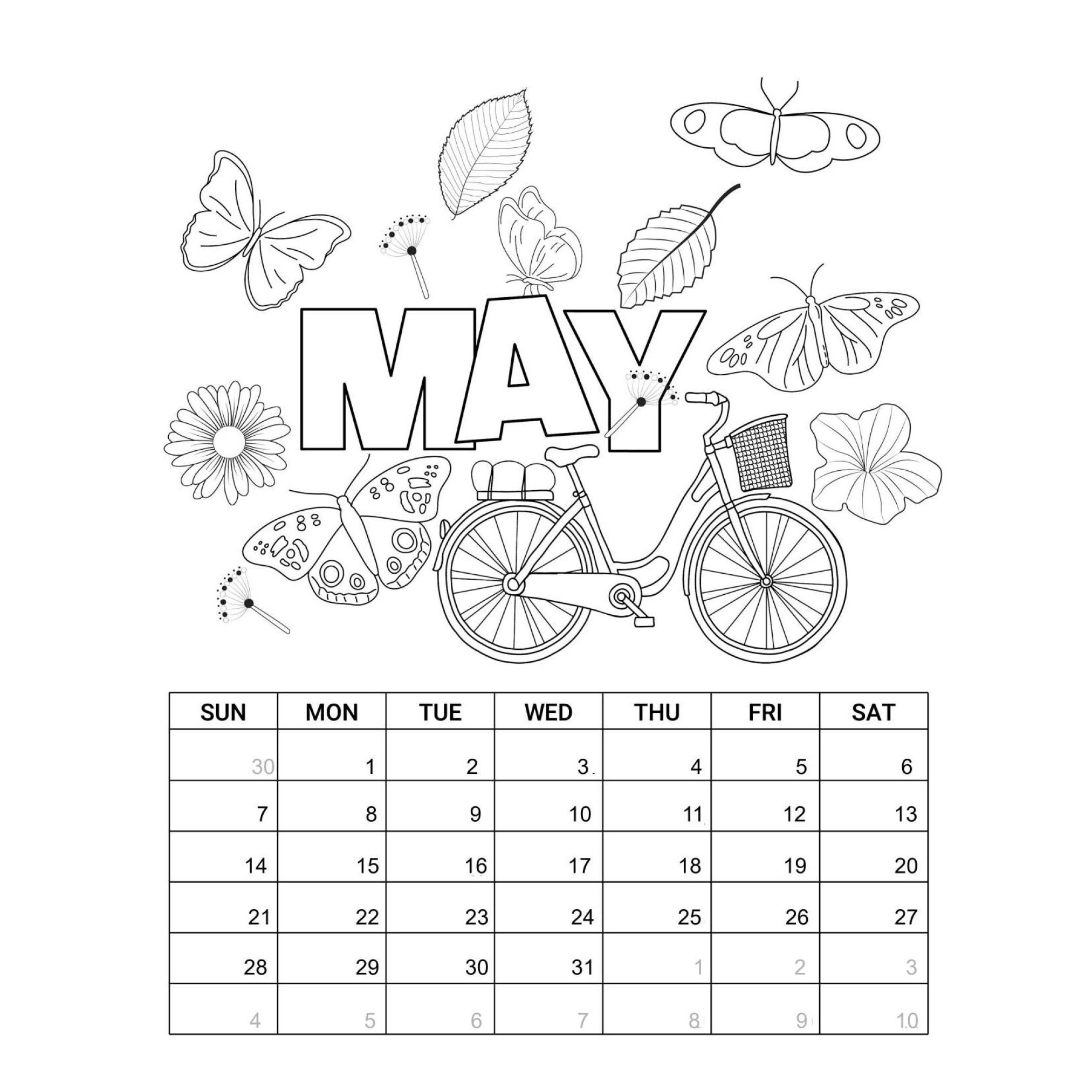 Printable coloring calendar for kids month coloring calendar for kidsinstant download printable download now