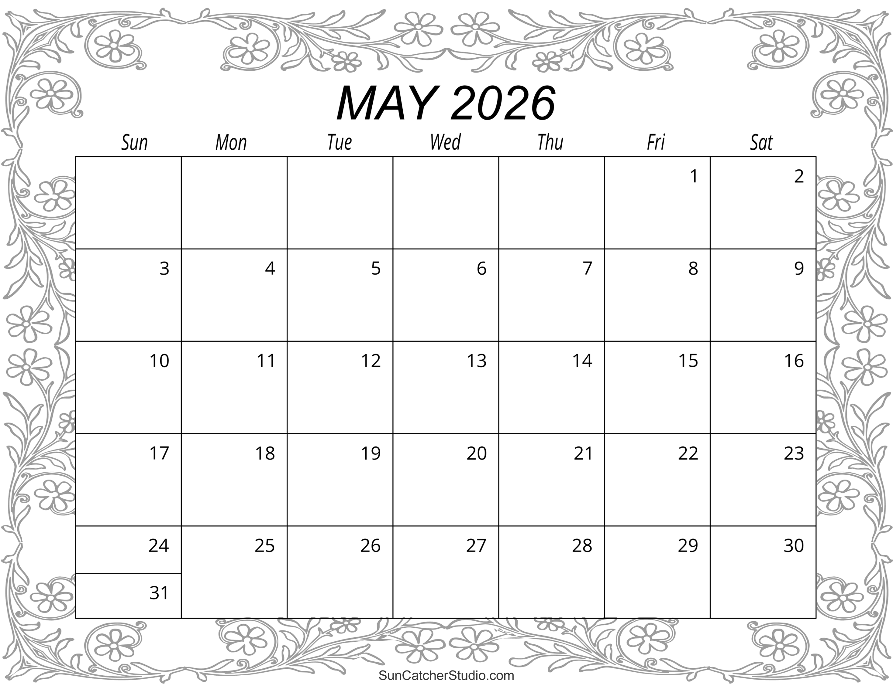 May calendar free printable â diy projects patterns monograms designs templates