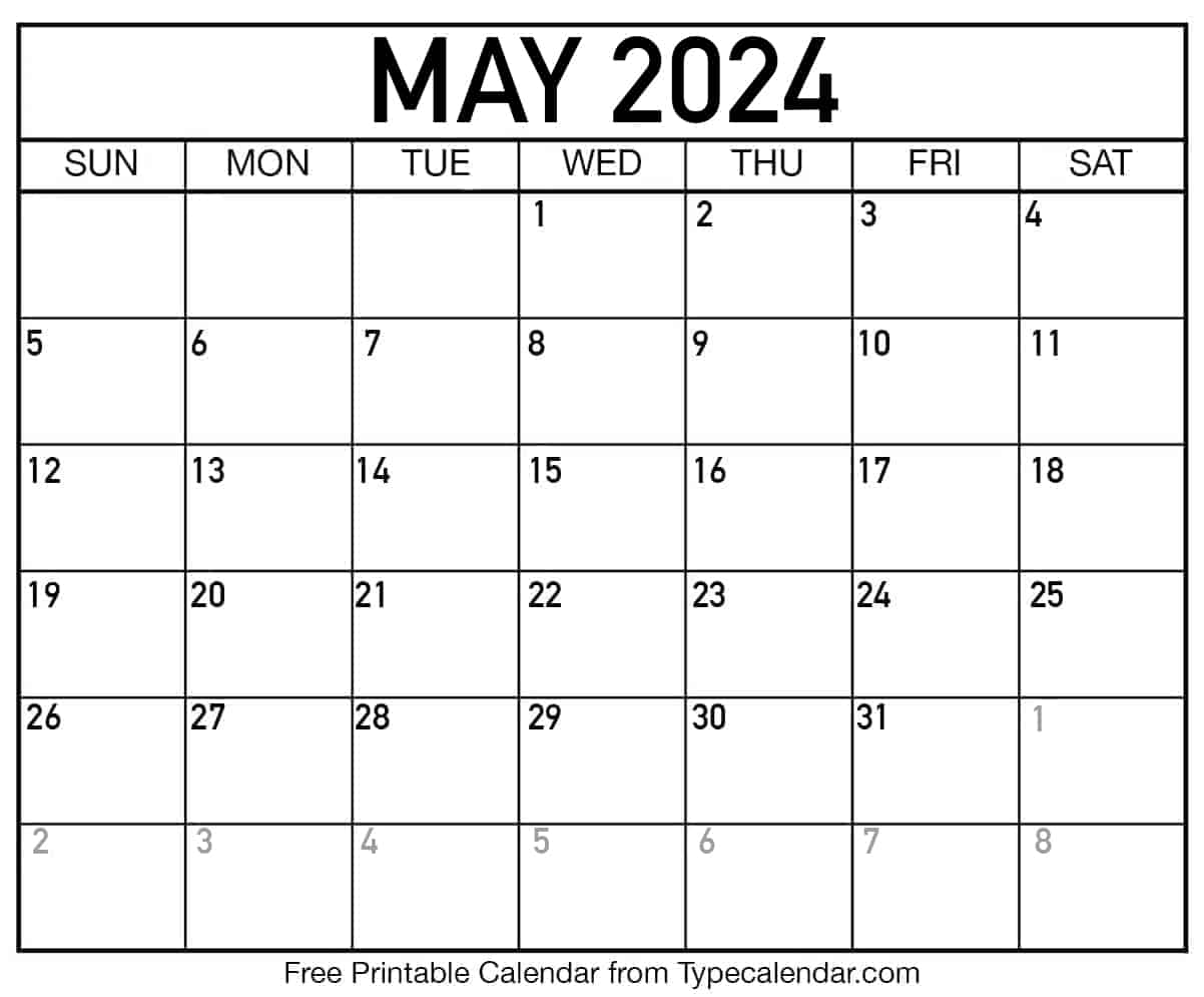 Free printable may calendars